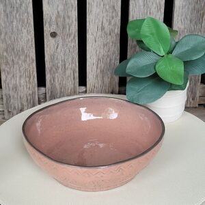 Anthropologie NEW Recycled Paulie Pink Floral Embossed Bowl
